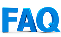 Blue FAQ on white backgroun